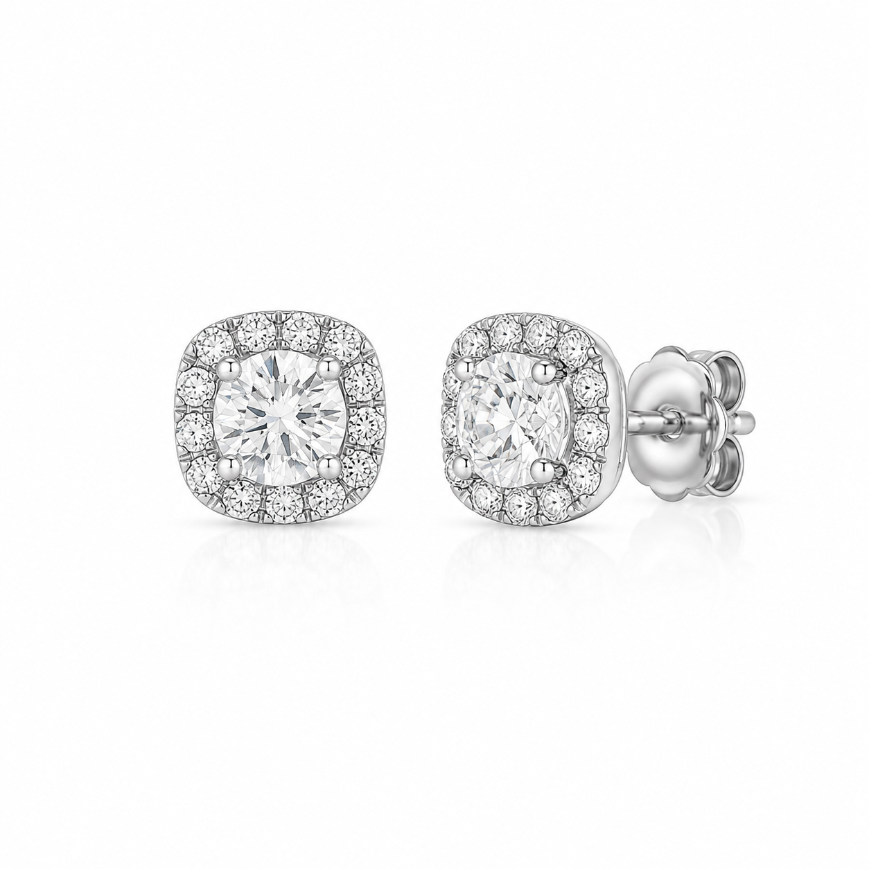 Cushion Halo Stud Earrings