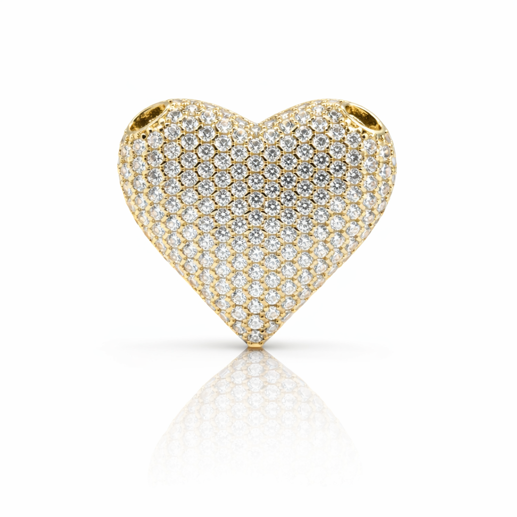 XL heart pendant with AAA cubic zirconia in 14K gold plated sterling silver
