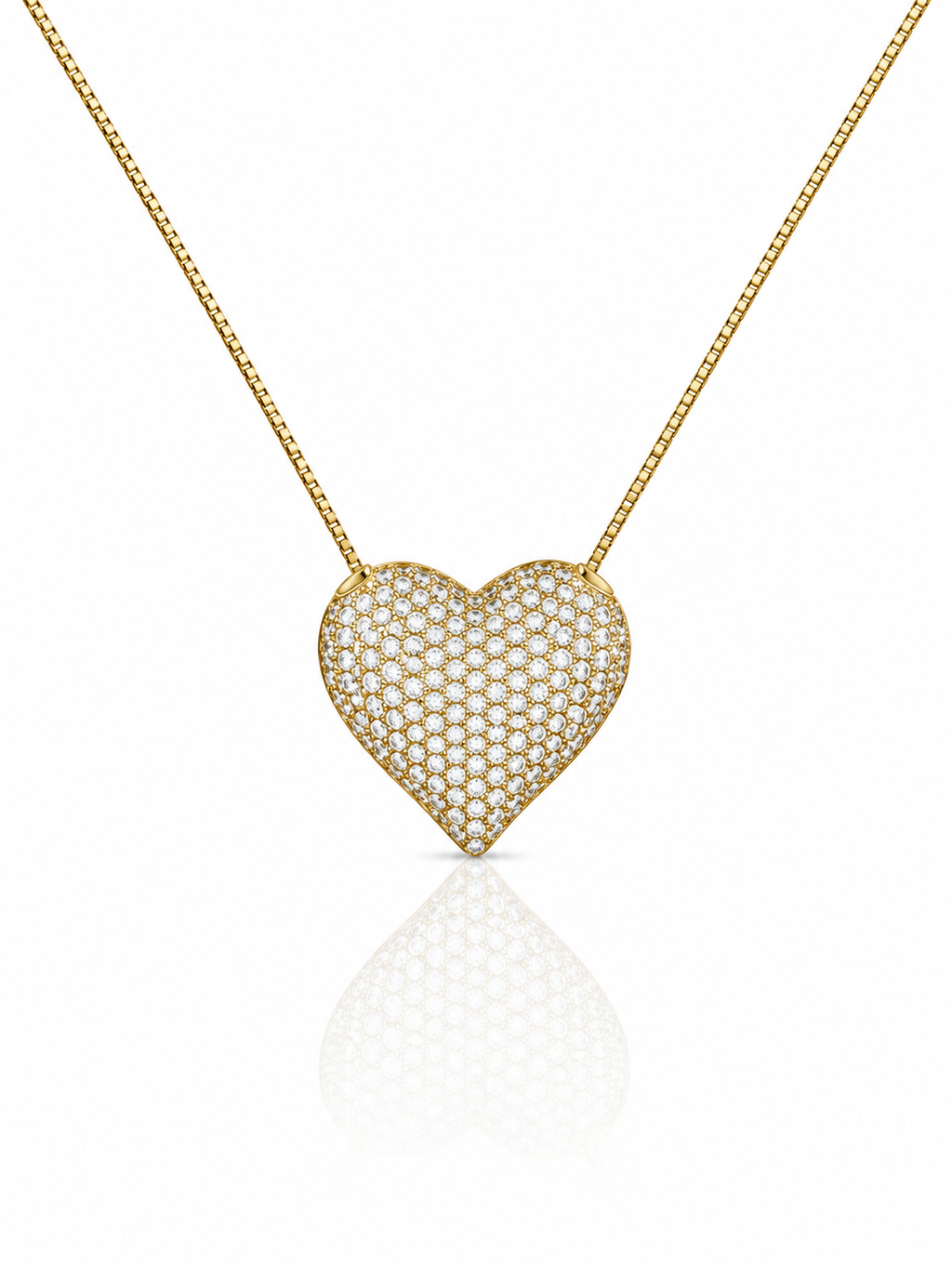 XL Heart Necklace in 14K gold plated sterling silver with AAA cubic zirconia stones