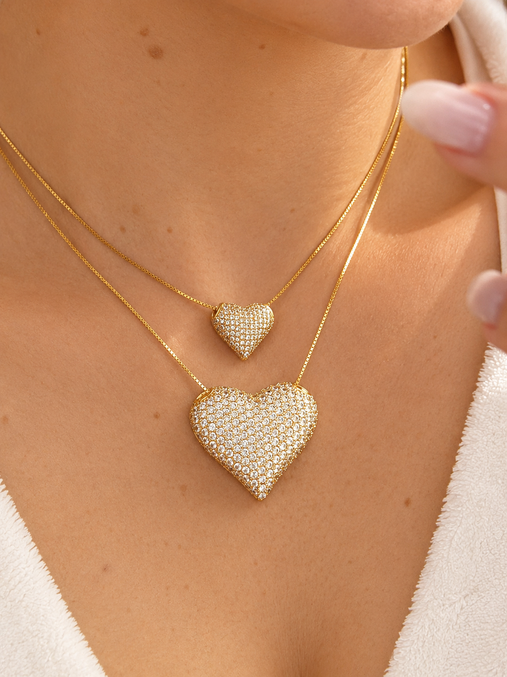 XL Heart Necklace styled with everyday jewellery look