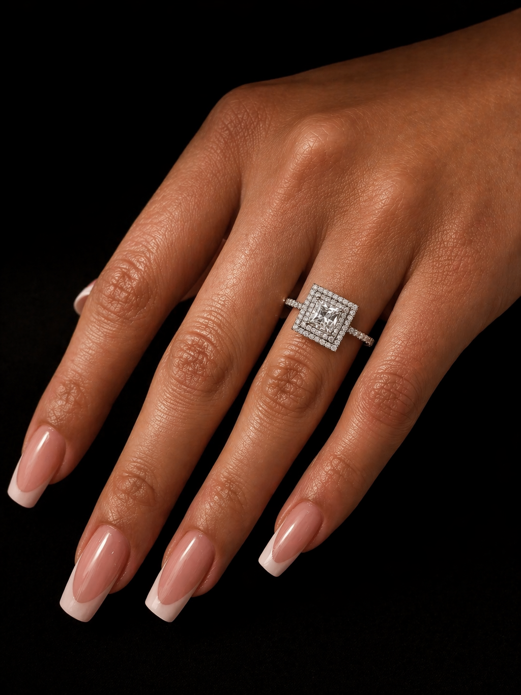 Square Cut Halo Ring