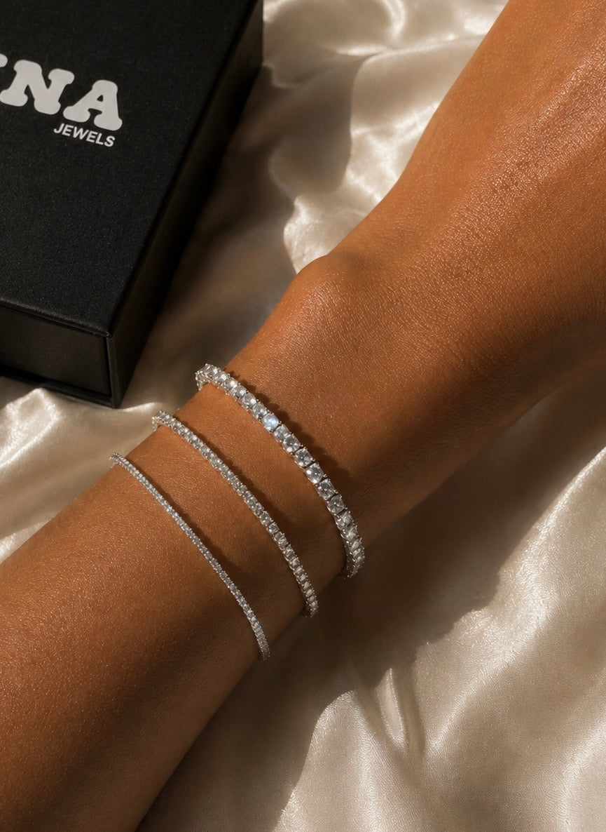 Square Tennis Bracelet in 925 sterling silver with AAA cubic zirconia stones