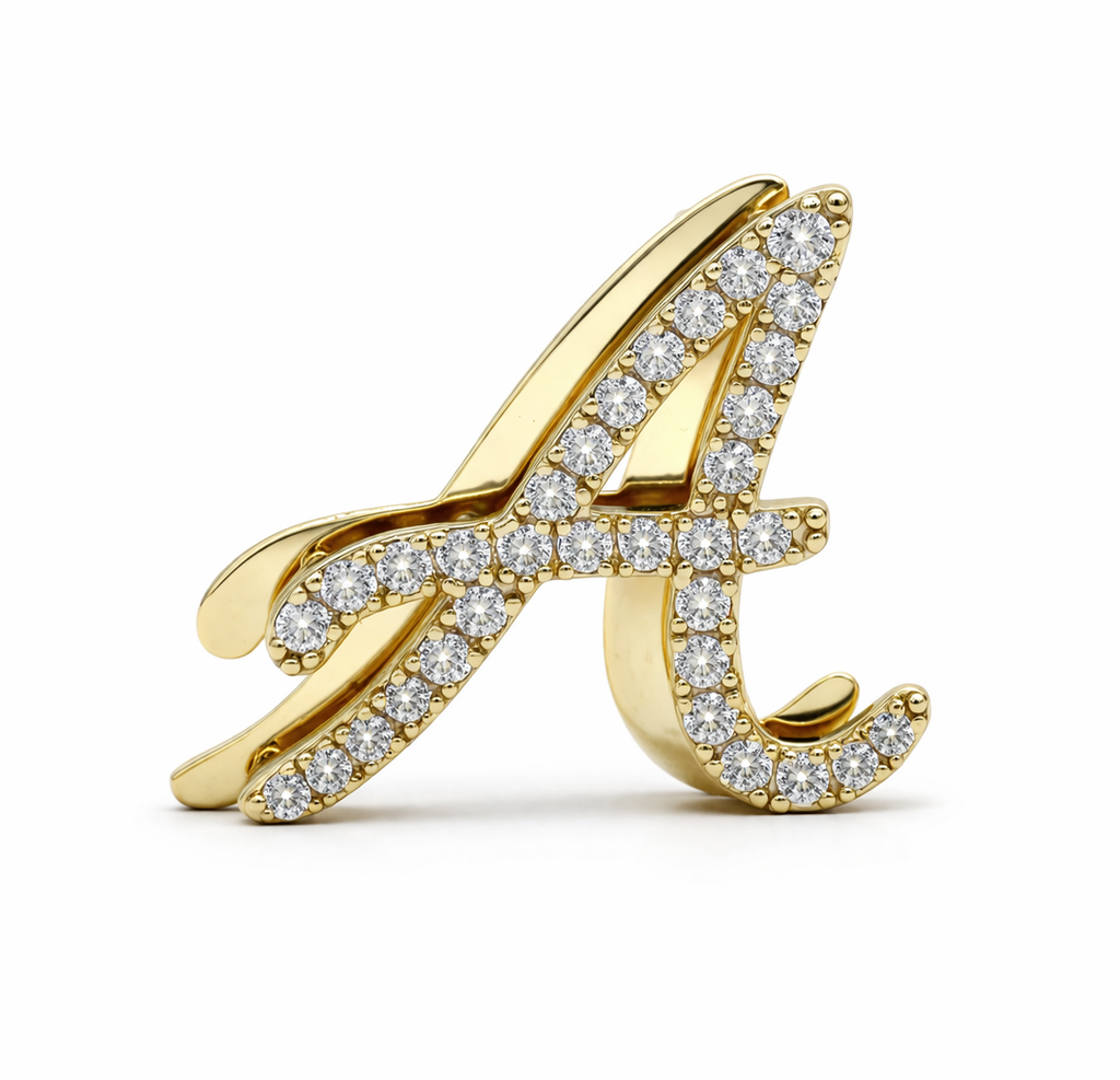 Signature Swirl Initial Necklace with AAA cubic zirconia stones in 14K gold-plated sterling silver