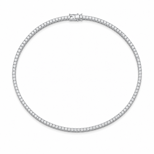 Diamond tennis necklace on a white background