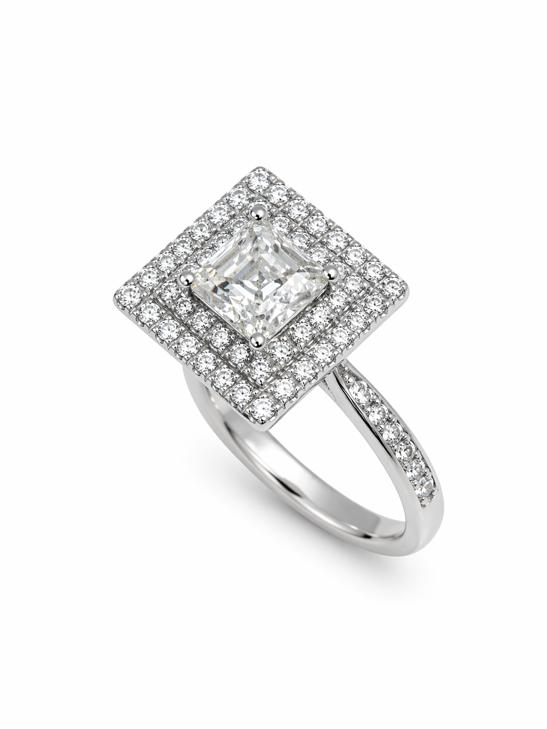 Square Cut Halo Ring
