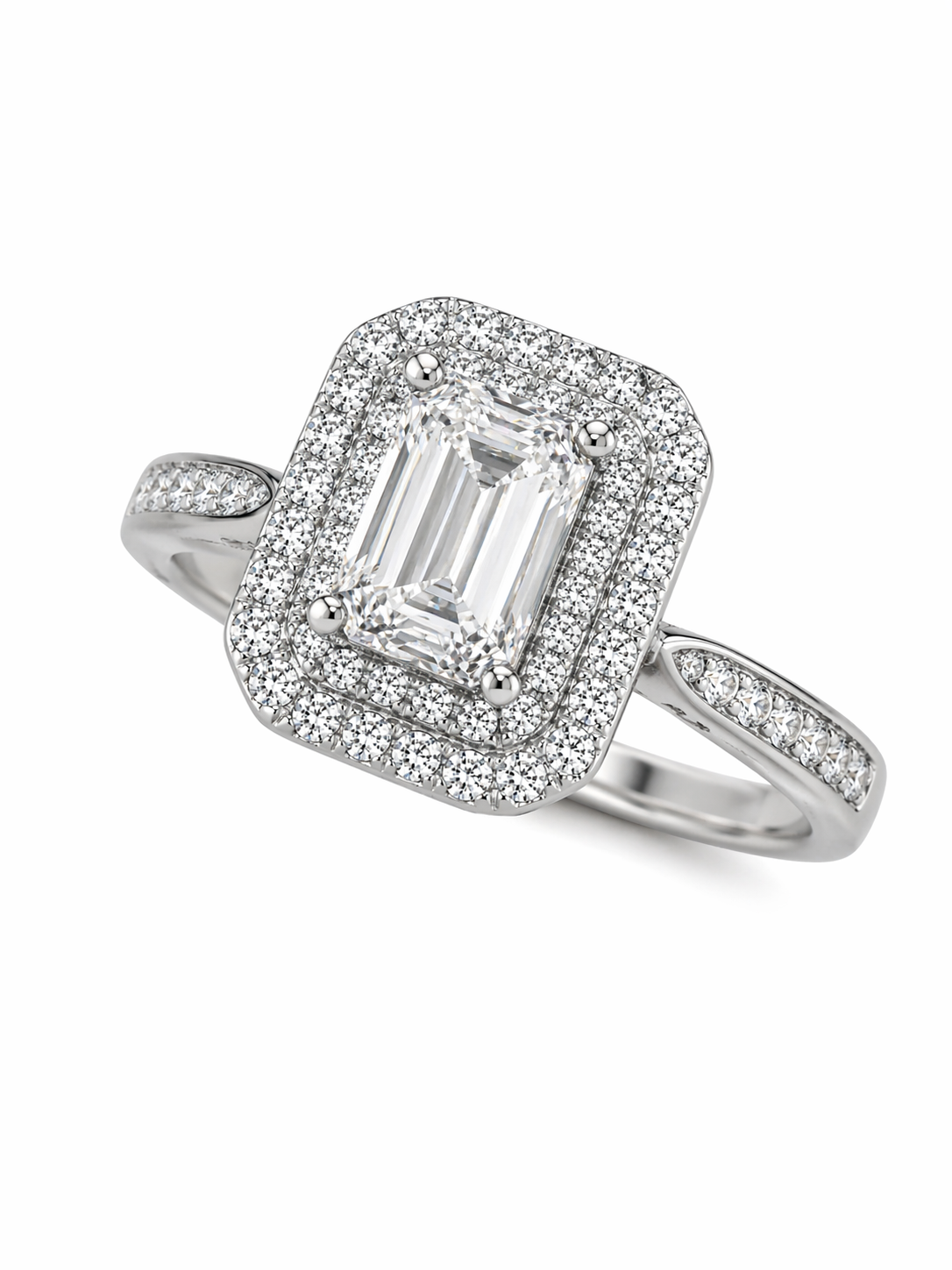 Emerald Cut Halo Ring
