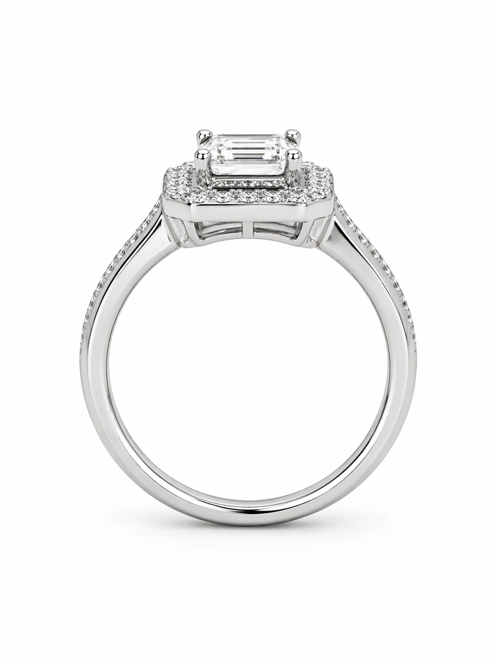 Emerald Cut Halo Ring