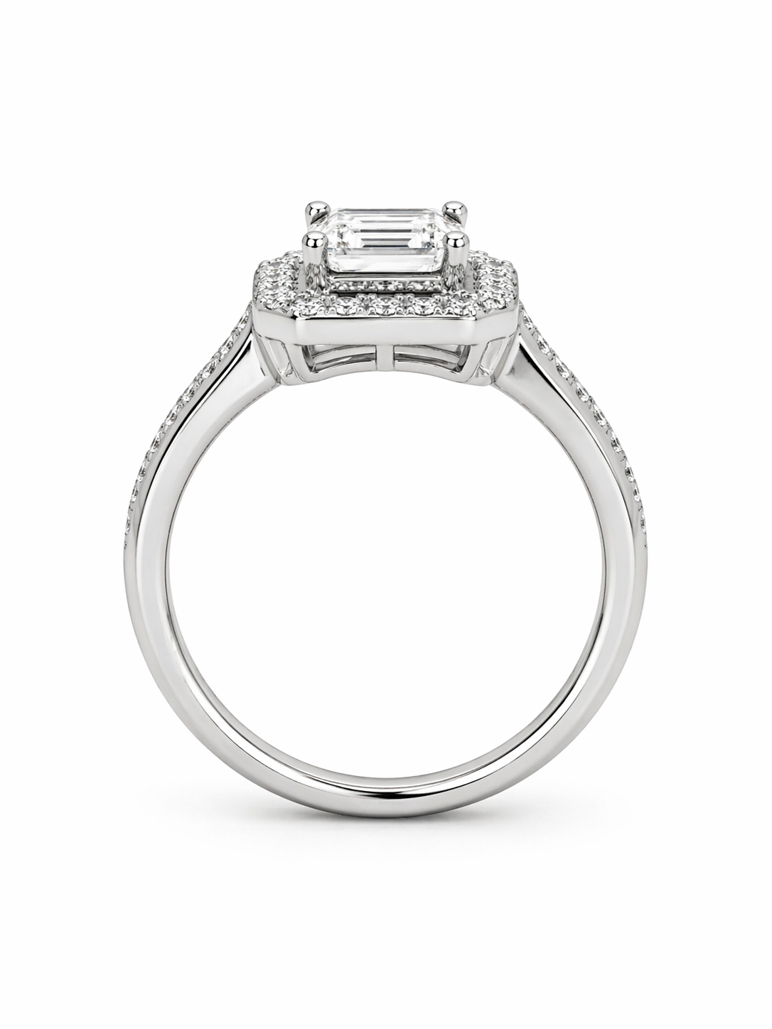 Emerald Cut Halo Ring