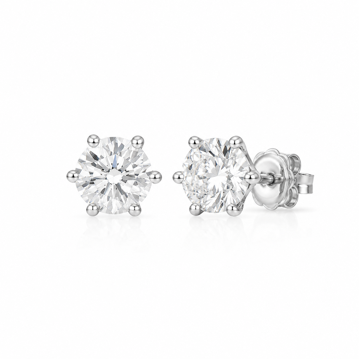 Icon Solitaire Stud Earrings with moissanite stones in 925 sterling silver