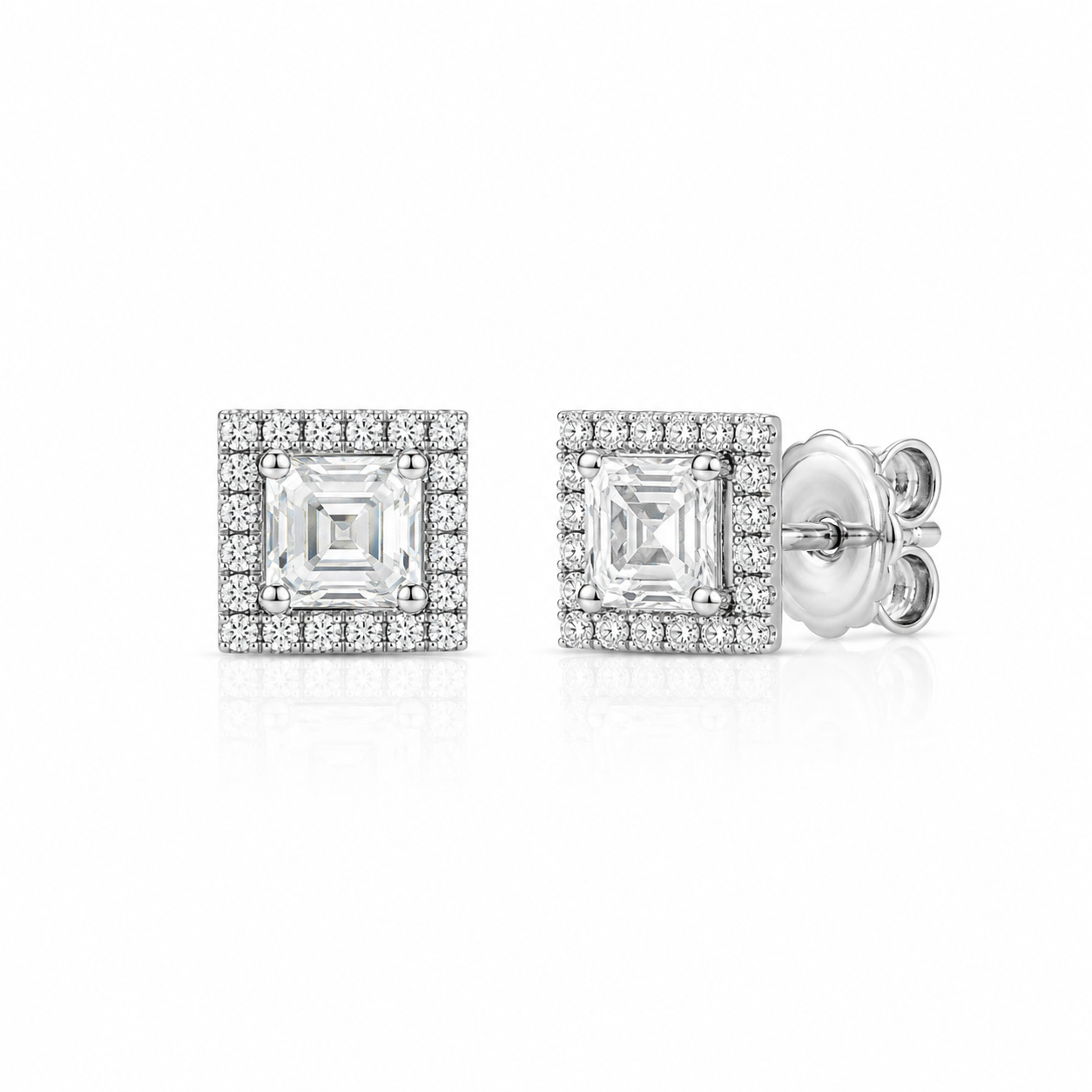 Square Halo Stud Earrings
