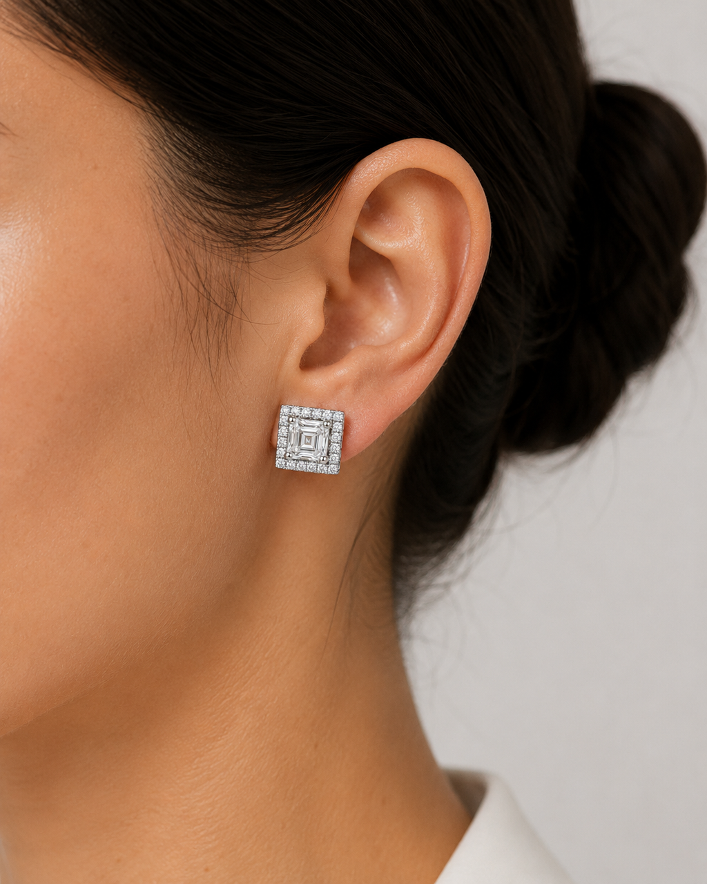 Square Halo Stud Earrings